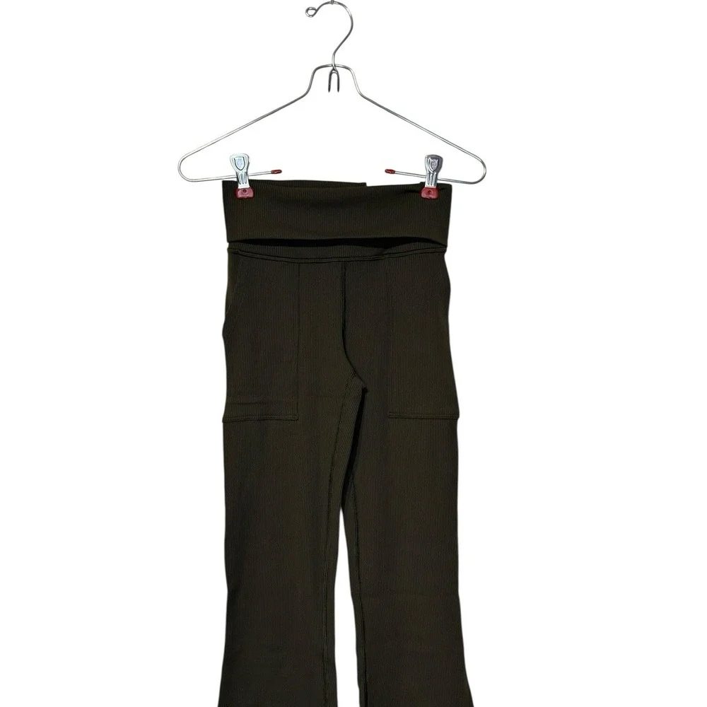 Aerie Offline Women's‎ Leggings Foldover Low Rise Flared Leg Green Small NWT